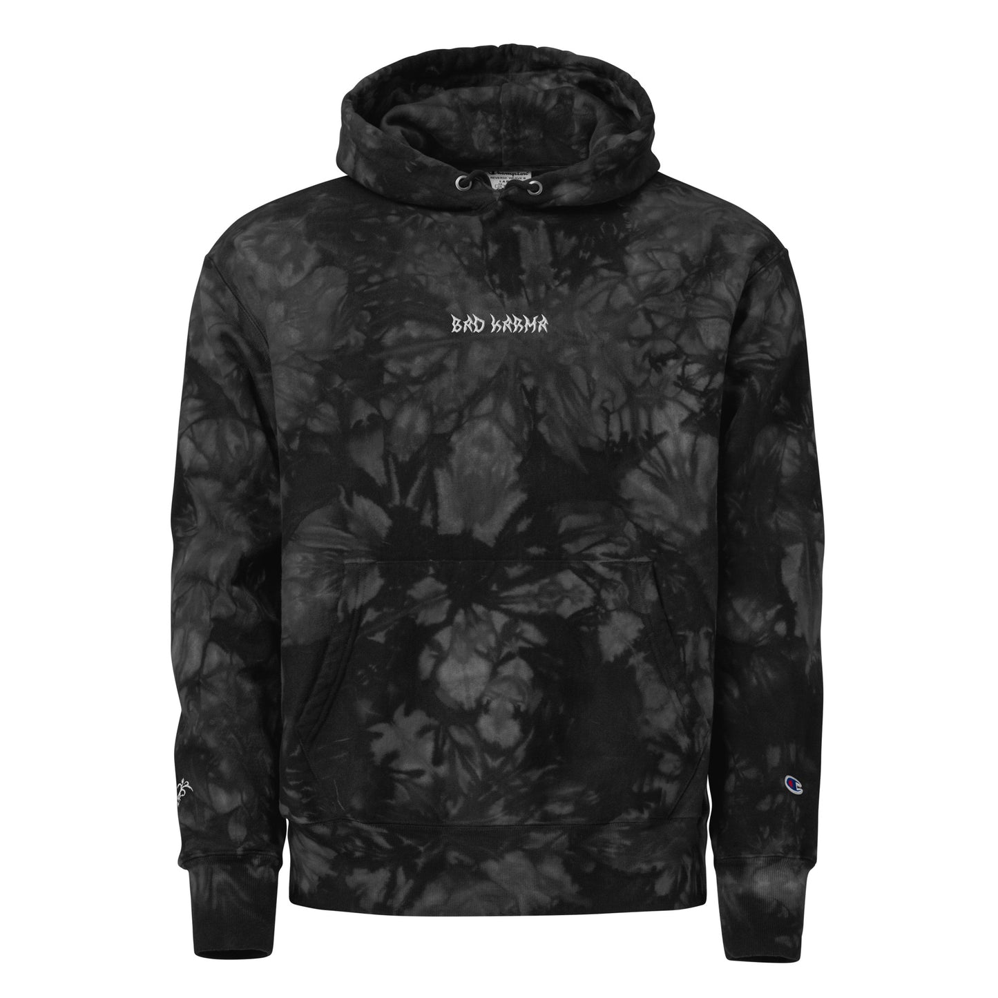 "BAD KARMA" Unisex Champion tie-dye hoodie